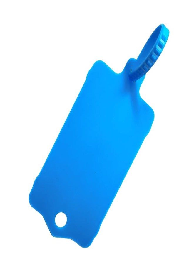 XF-Vel 100pcs Reusable Blank Plastic Tags Ties Key Tags 1.45"*2.48" Serrated Tension Sealing Strap with Large Label Plastic Tie Mark Label Waterproof Hang Sign Write on Tag (Blue, 100pcs) - Image 1