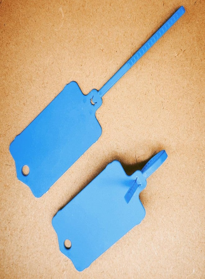XF-Vel 100pcs Reusable Blank Plastic Tags Ties Key Tags 1.45"*2.48" Serrated Tension Sealing Strap with Large Label Plastic Tie Mark Label Waterproof Hang Sign Write on Tag (Blue, 100pcs) - Image 4