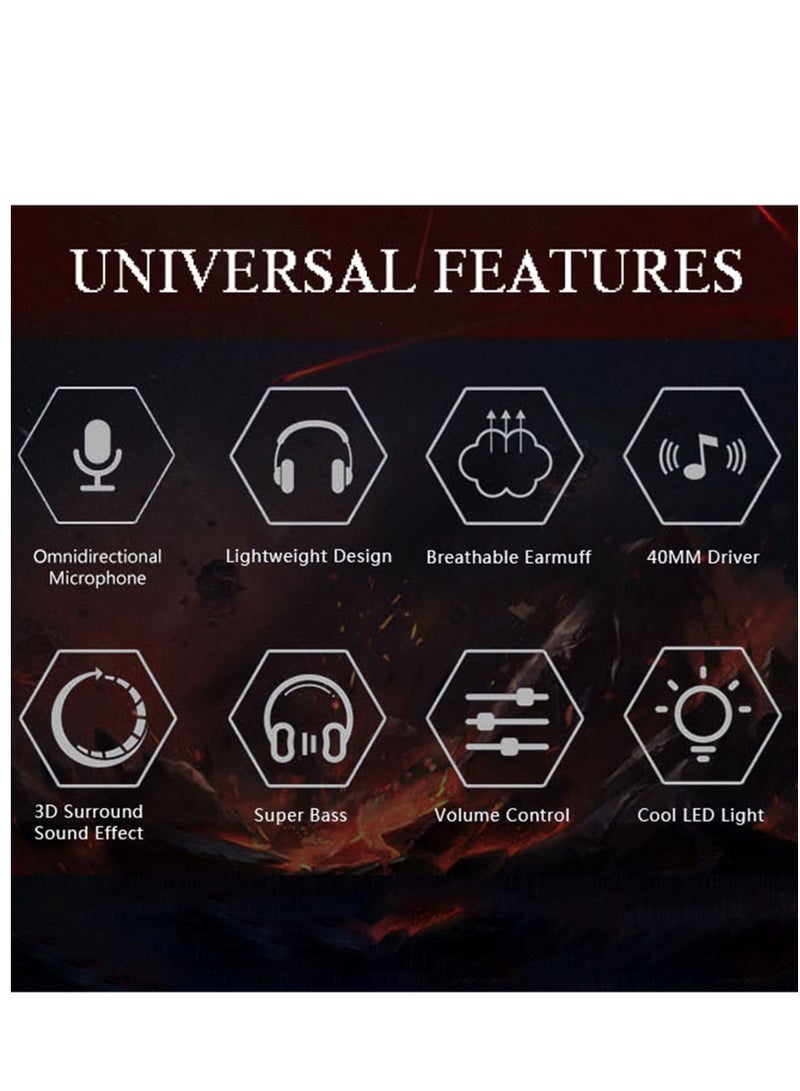 هينغ سماعة رأس سلكية للألعاب مزودة بمنفذ USB ومزودة بميكروفون لجهاز PS4 Xbox One PC ومنفذ USB للتحكم في مستوى الصوت - Image 3