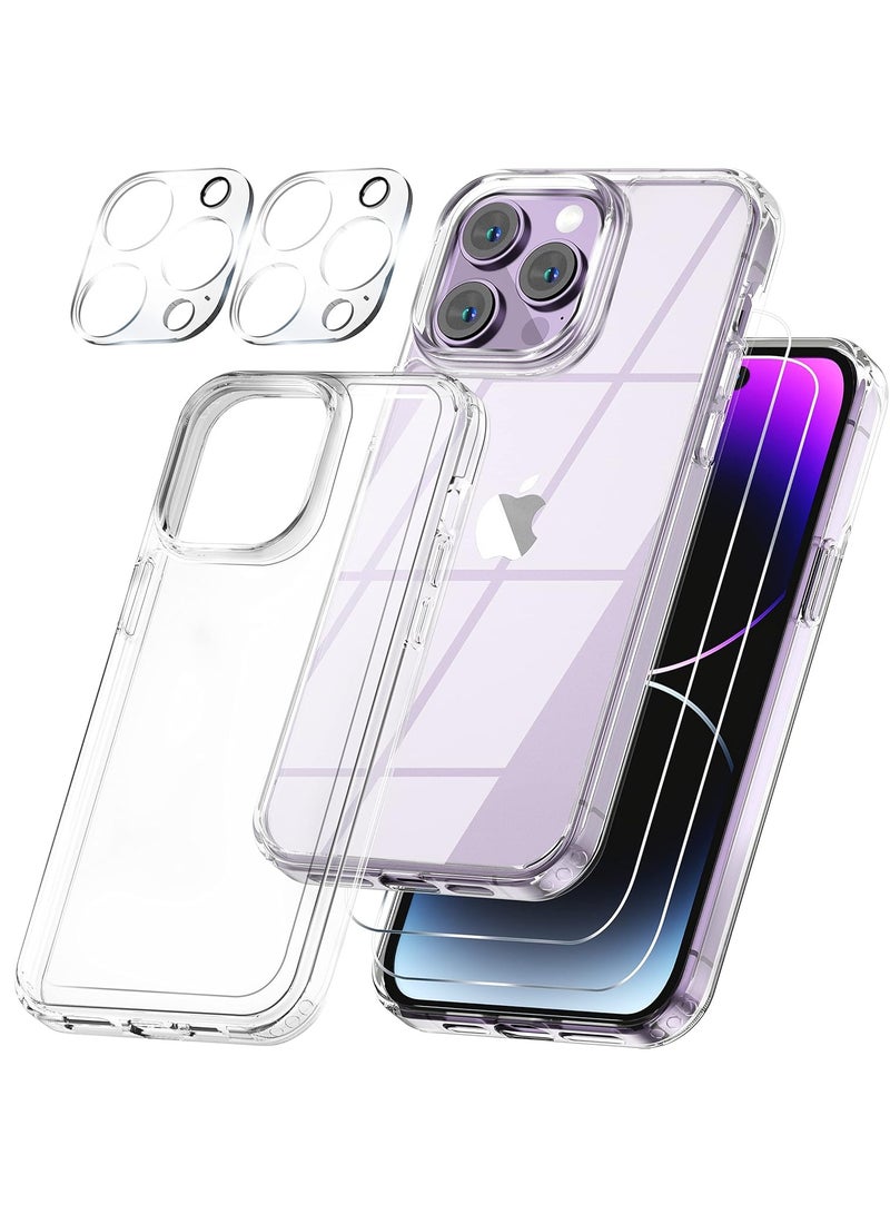 ELTRAZONE [5 in 1 for iPhone 14 Pro Max Case Clear, with 2X Screen Protector + 2X Lens Protector, [Military Grade Shockproof] [No Yellowing] Hard Back Slim Case for iPhone 14 Pro Max 6.7 inch - Image 1