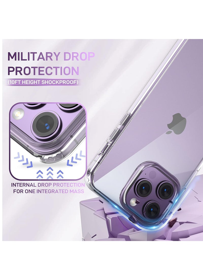 ELTRAZONE [5 in 1 for iPhone 14 Pro Max Case Clear, with 2X Screen Protector + 2X Lens Protector, [Military Grade Shockproof] [No Yellowing] Hard Back Slim Case for iPhone 14 Pro Max 6.7 inch - Image 3