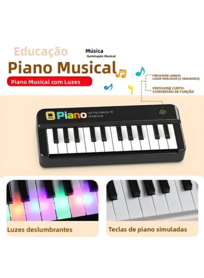 Educational Musical Piano with Colorful Lights, Black - Image 1