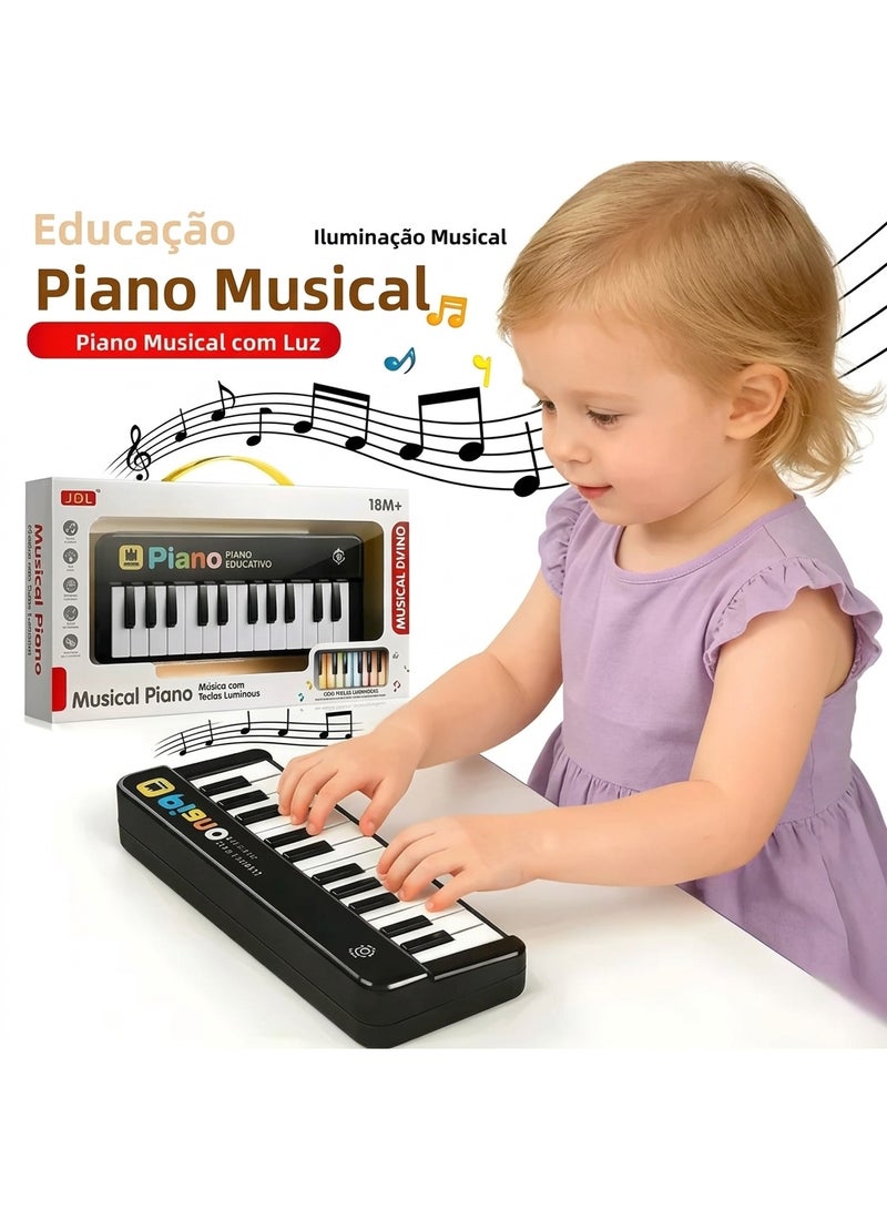 Educational Musical Piano with Colorful Lights, Black - Image 2