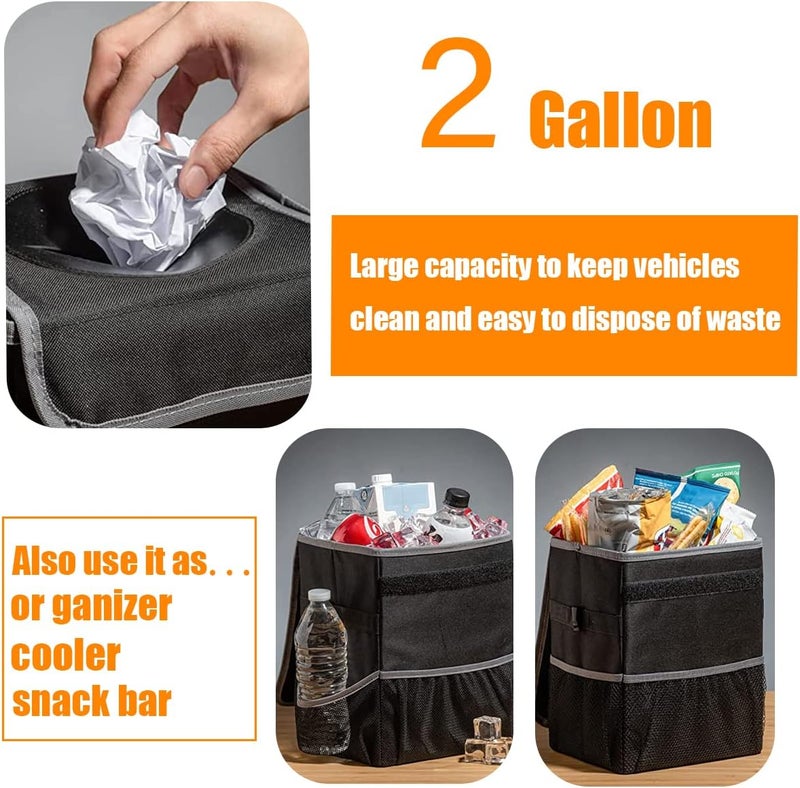 JNNJ Leak-Proof Car Bin - Multifunctional Hanging Trash Can with Lid and Tissue Holder - Image 5