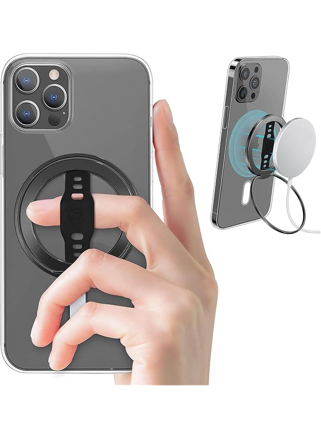 Green Tiger Magnetic Phone Ring Holder, Comfortable Cell Phone Ring Holder, Removable Magnetic Ring Holder Kickstand Loop, Ultra Thin Magnetic Phone Grip for Magsafe Charging (Black) - Image 1