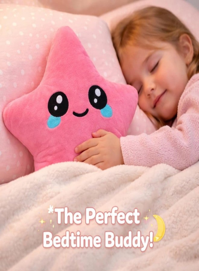 Adhigams Cute Star Plush Toy for Kids Babies Soft Stuffed Cushion Pillow Smiley Design Nursery Decor Boys Girls Ultra Gentle Skin Friendly Fabric Home Bedroom Decorative Item Pink - Image 2
