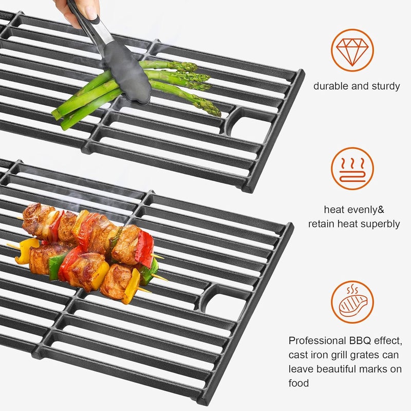 GGC شبكات الشواء من الحديد الزهر لموقد Charbroil رقم 463660421، قطع غيار لموديلات Charbroil 463660021، 463655621، 463630021، 463630422، G426-0004-W1، G426-0005-W1، عدد 2 قطعة من شبكات الطهي لموقد Char-Broil. - Image 5