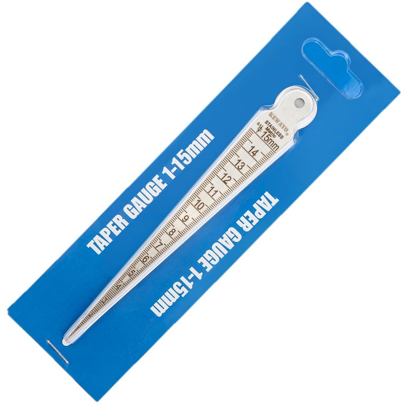 KEWAYO Taper Gauge  Stainless Steel Welding Gap  Hole Measurement Tool Dual Scale 13258 Inch  115mm  Ulnar Test Gauge for Metal Fabrication Automotive  Plumbing - Image 1
