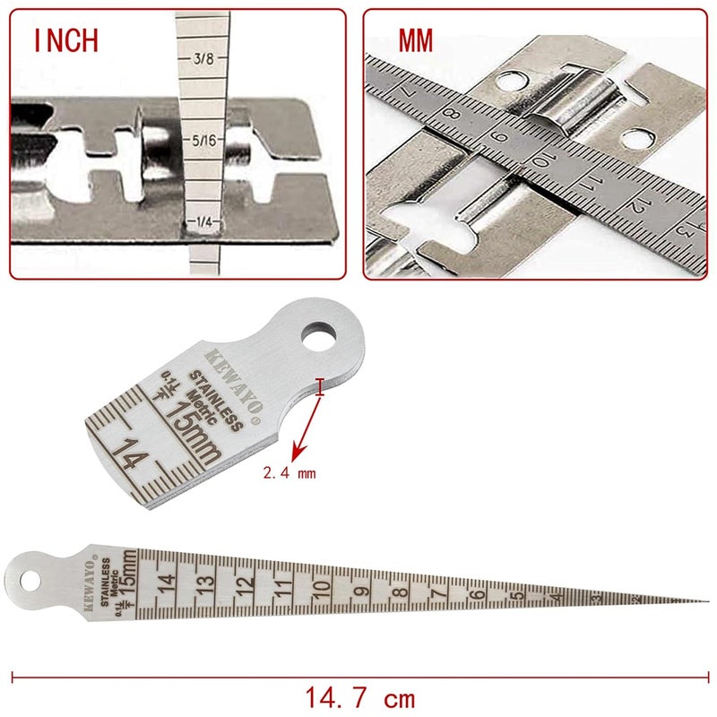 KEWAYO Taper Gauge  Stainless Steel Welding Gap  Hole Measurement Tool Dual Scale 13258 Inch  115mm  Ulnar Test Gauge for Metal Fabrication Automotive  Plumbing - Image 3