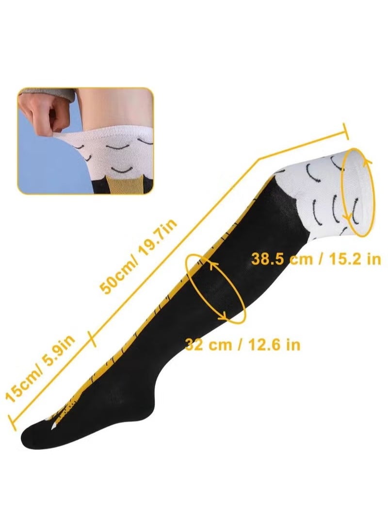 Generic - 3Pack Chicken Leg Socks, Chicken Feet Stockings, Cotton Knee Thigh High Socks Novelty Pattern Athletic Socks for Women Girls Striped Socks Funny Gifts - Image 1