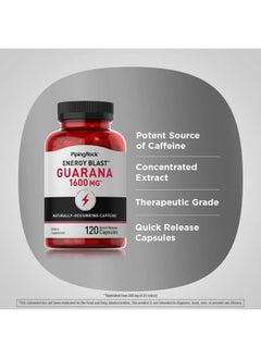Piping Rock Guarana Capsules 1600 Mg  120 Count  Mega Strength Powder Extract Pills  Nongmo Gluten Free Supplement  - Image 4