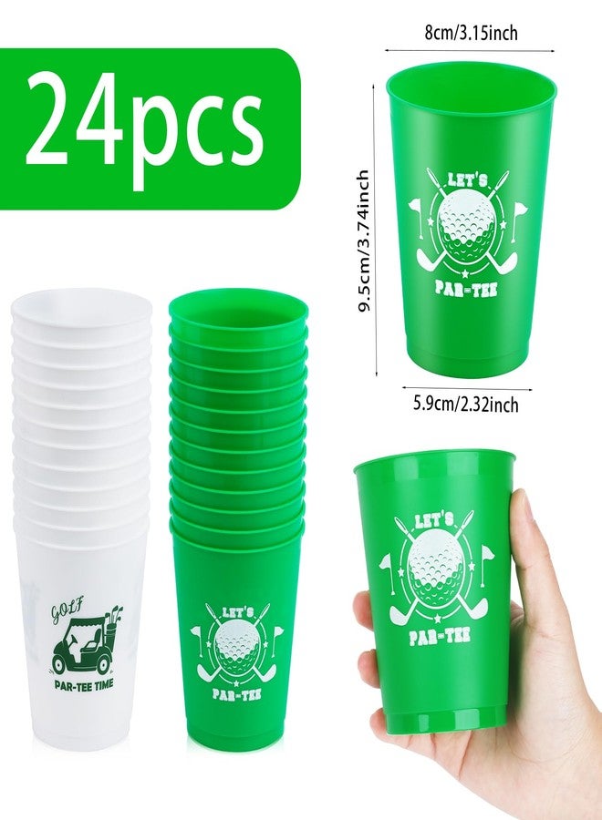 Lemicin 24 Pcs Golf Party Plastic Cups 12Oz Reusable Plastic Drinking Cups Golf Ball Sports Game Day Bulk Tumblers for Kids Family Sports Themed Birthday Gifts School Party Supplies - Image 2