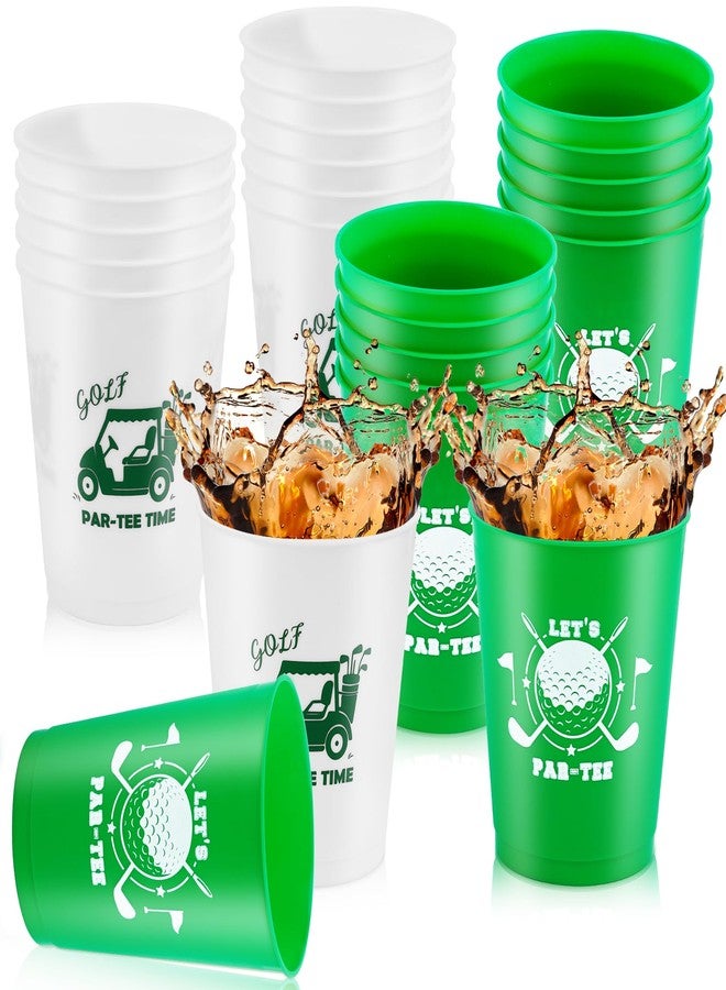 Lemicin 24 Pcs Golf Party Plastic Cups 12Oz Reusable Plastic Drinking Cups Golf Ball Sports Game Day Bulk Tumblers for Kids Family Sports Themed Birthday Gifts School Party Supplies - Image 1