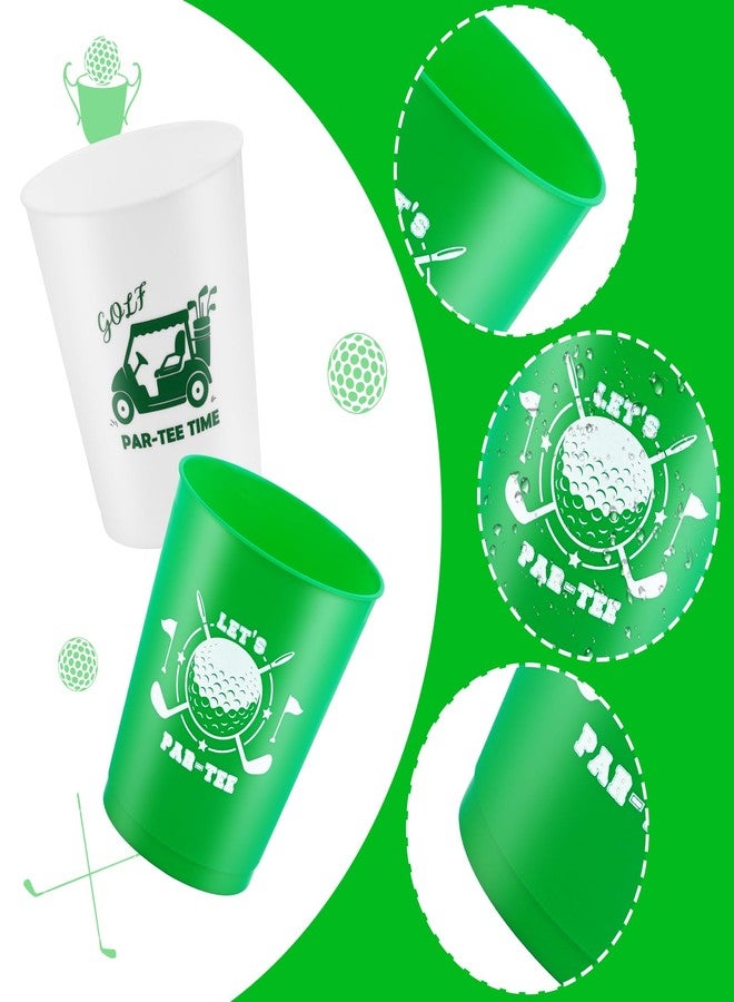Lemicin 24 Pcs Golf Party Plastic Cups 12Oz Reusable Plastic Drinking Cups Golf Ball Sports Game Day Bulk Tumblers for Kids Family Sports Themed Birthday Gifts School Party Supplies - Image 3