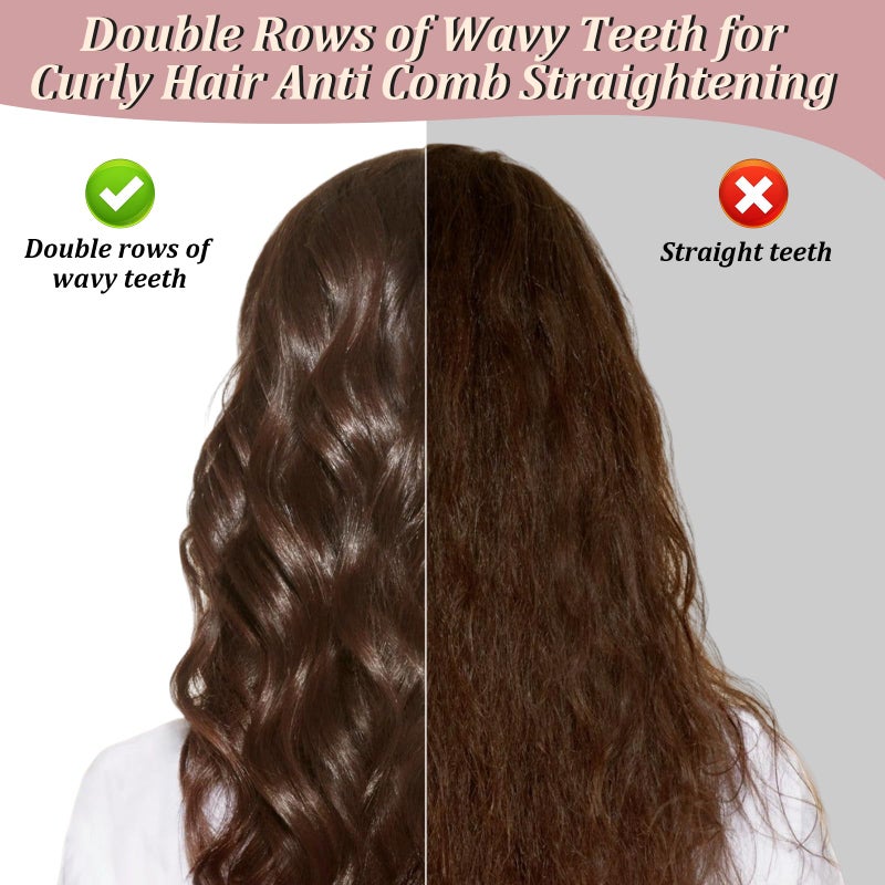 Dexspoeny 2Pack Wide Tooth Comb for Curly,Detangling Hair Brush with Double-layer Wavy Tooth Design and Ergonomic Handle for Long/Thick Dry/Wet Hair for Women/Girl/Men,Portable travel Curl Comb - Image 4