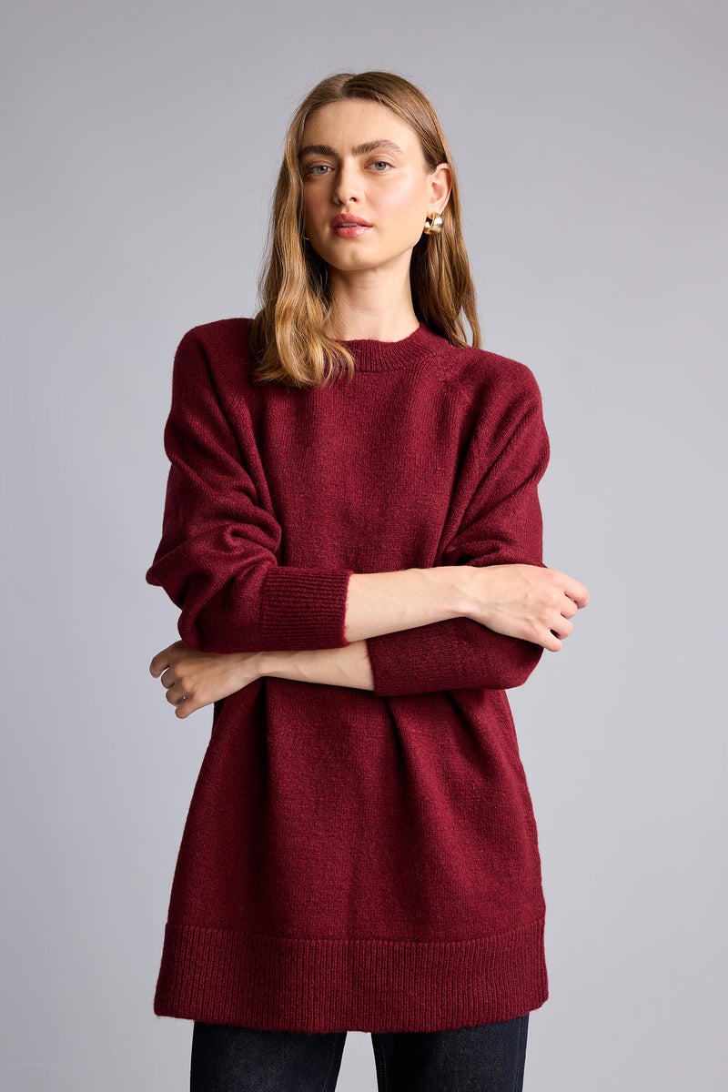 DeFacto Red Woman Relax Fit Crew Neck Long Sleeve Knit Tunic Casual - Image 3
