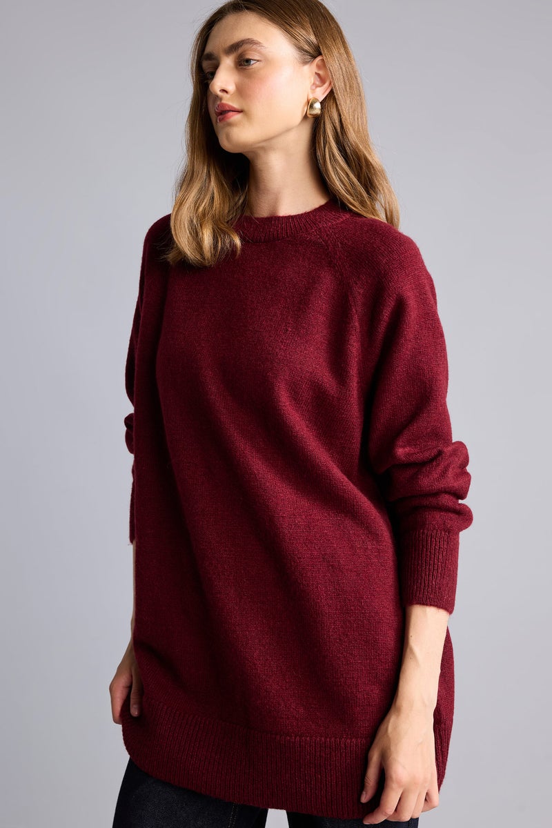 DeFacto Red Woman Relax Fit Crew Neck Long Sleeve Knit Tunic Casual - Image 1