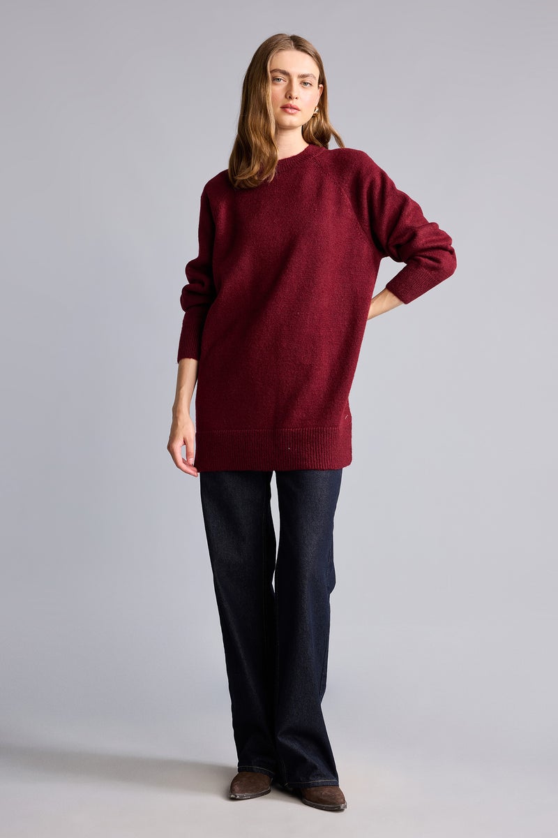 DeFacto Red Woman Relax Fit Crew Neck Long Sleeve Knit Tunic Casual - Image 2