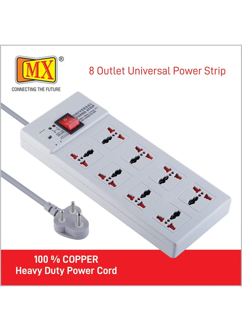 MX MX Power Strip Extension Board with 8 Universal Socket Master Switch Power Indicator and Child Safety Shutter 15 mtr Cord Length  - Image 5