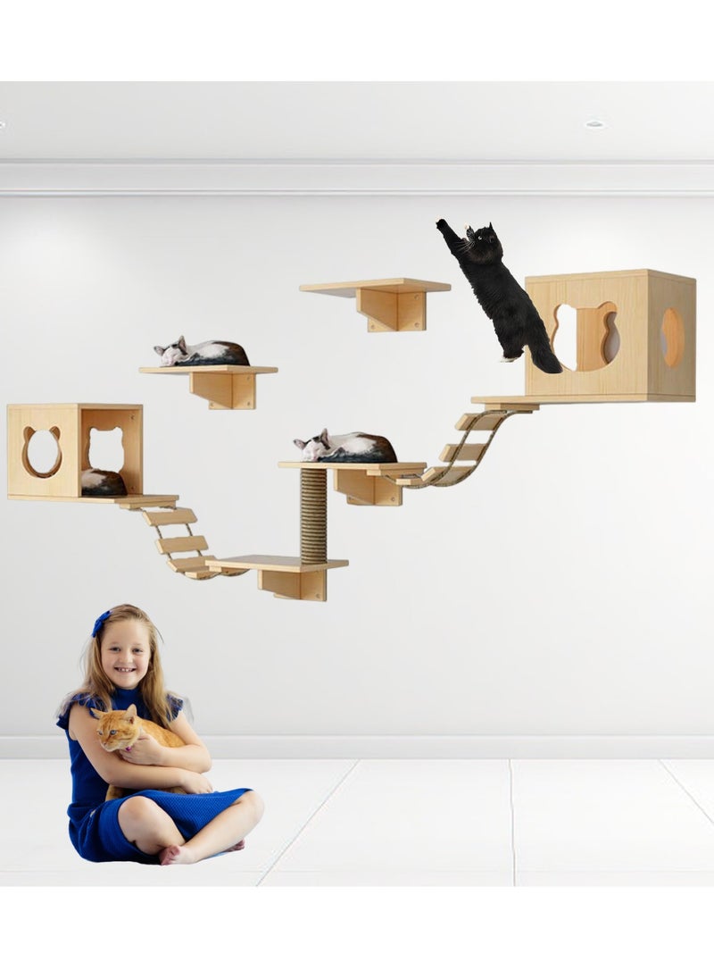 Kidle - Premium Wall-Mounted Cat Playground  Unique Design with 2 Nests & Platforms Soft Steps Wider Perches & Scratch Column - Image 1