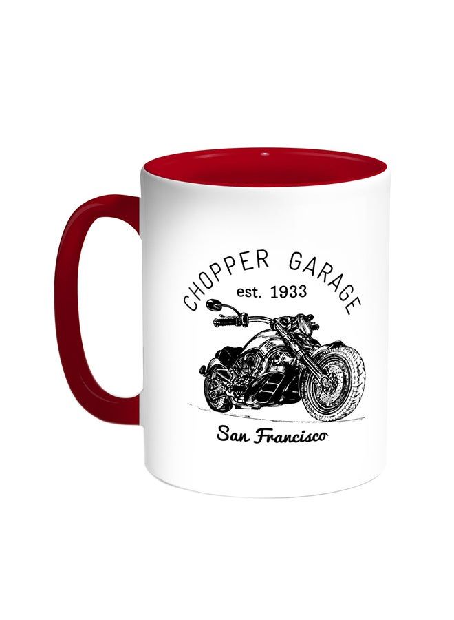 RKN Motorcycle Printed Coffee Mug Red/White 11ounce - Image 1