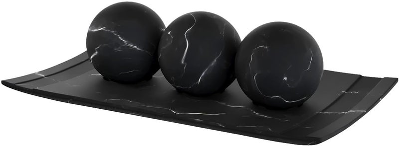 Creative Scents Black Marble Look Home Decor Bowl and Orb Set  Coffee Table Decor for Living Room  Centerpiece Table Decorations for Dining Table Kitchen Counter Foyer  Elegant House Decoration