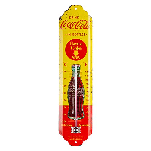 Nostalgic Art Nostalgic-Art Coca-Cola Analogue Thermometer - in Bottles Yellow - Gift Idea for Coke Lovers, Metal, Vintage Design, 6.5 x 28 cm - Image 1