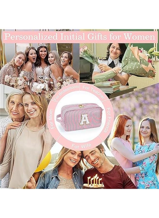 Personalized Pink Monogram Initial Makeup Bag for Women - Unique Birthday Gift for Mom, Daughter, Teacher, Wife, Grandmother, and Teen Girls - Image 3
