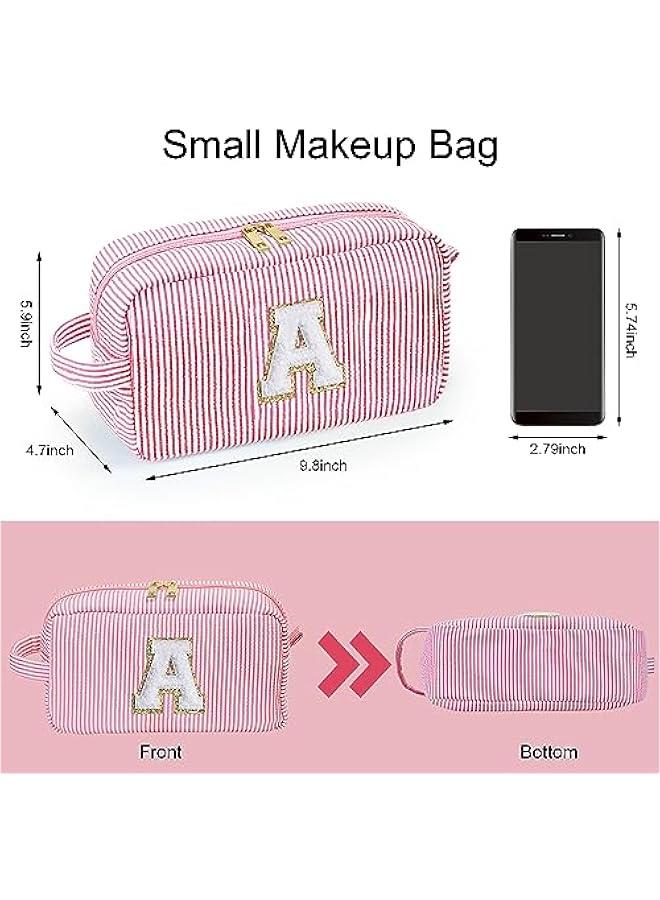 Personalized Pink Monogram Initial Makeup Bag for Women - Unique Birthday Gift for Mom, Daughter, Teacher, Wife, Grandmother, and Teen Girls - Image 4