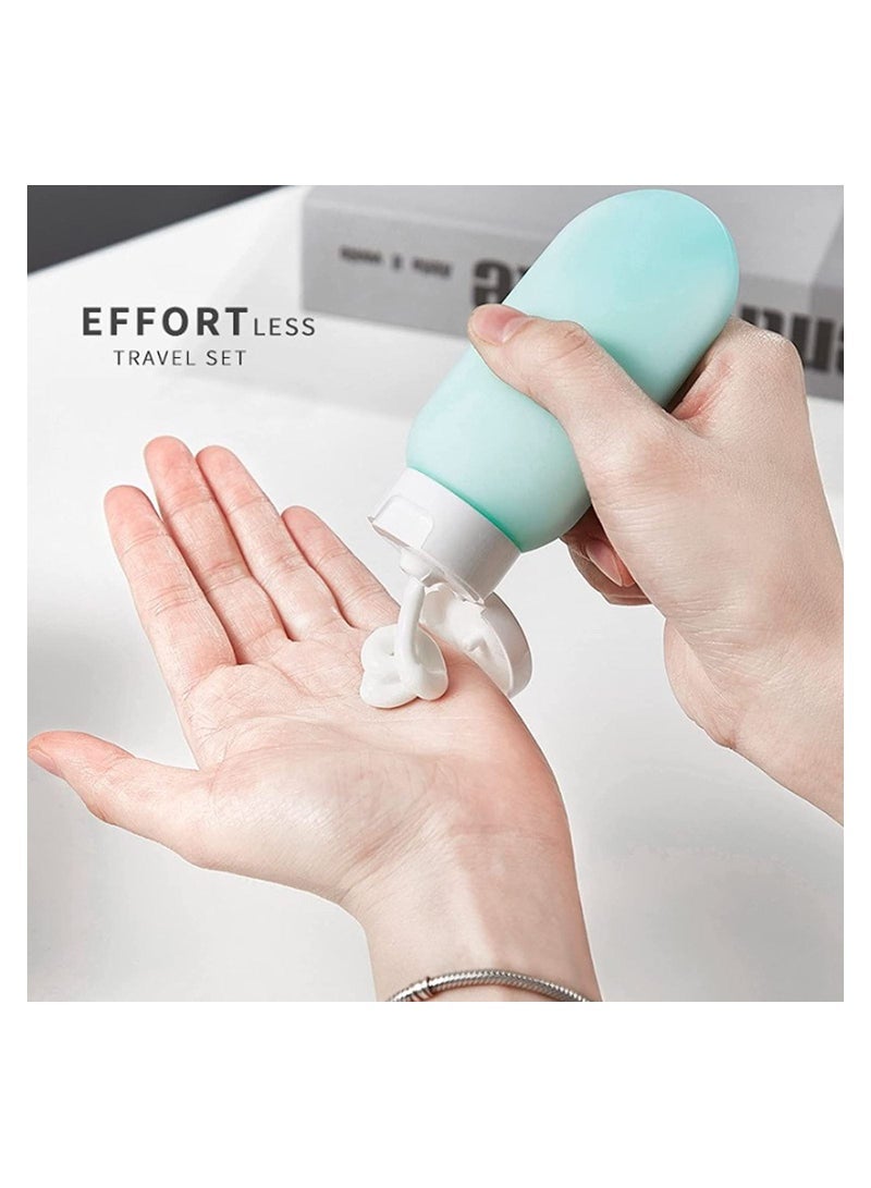 زجاجات سفر لمستحضرات التجميل، 11 قطعة، عبوات بلاستيكية قابلة لإعادة التعبئة بحجم مناسب للسفر، للشامبو السائل، واللوشن، والكريم، ومجموعة ملحقات الموزع، مقاومة للتسرب - Image 3