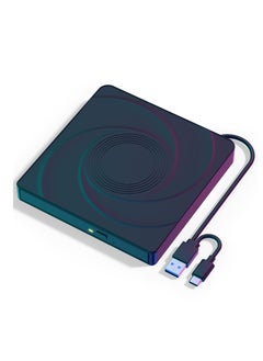 External CD/DVD Drive for Laptop - USB 3.0 & Type-C, Portable CD DVD +/-RW Burner Player, Plug and Play, Compatible with Windows 10&11, Linux, MacBook PC (Black)