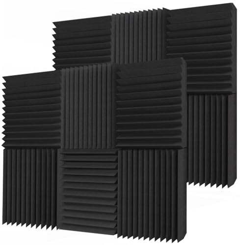 TroyStudio Thick Acoustic Foam Panels, 12 X 12 X 3 Inch 12 Pcs Broadband Sound Absorbing Foam, Dense Soundproof Padding Tile, Recording Studio Foam Absorber, Wedges Decorative 3D Wall Ceiling Panel - Image 1