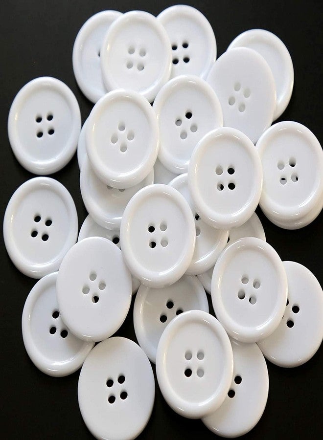 M Fabrics Suit Buttons – 4 Hole Resin Round Buttons (0.75 Inch / 19mm) for Sewing, Knitting, Dress Making, Shirts, Blazers & DIY Crafts White - Image 1