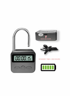 واي آند دي قفل الوقت المعدني KASTWAVE - مؤقت متعدد الوظائف 99 ساعة كحد أقصى للتوقيت مع شاشة LCD إلكترونية موقوتة مايكرو USB قابلة لإعادة الشحن  - Image 3