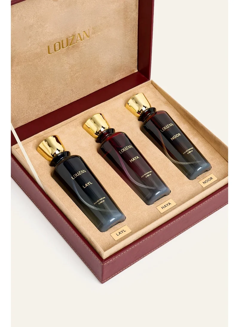 لوزان مجموعة لوزان بريفيه للعطور الفاخرة – علبة هدايا تحتوي على 3 عطور بحجم 200 مل لكل عطر