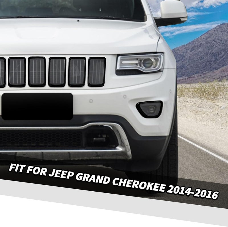 Jimen 7PCS Grille Inserts Cover & 2PCS Front Fog Light Bezel Trim for Jeep Grand Cherokee 2014-2016 - Image 2