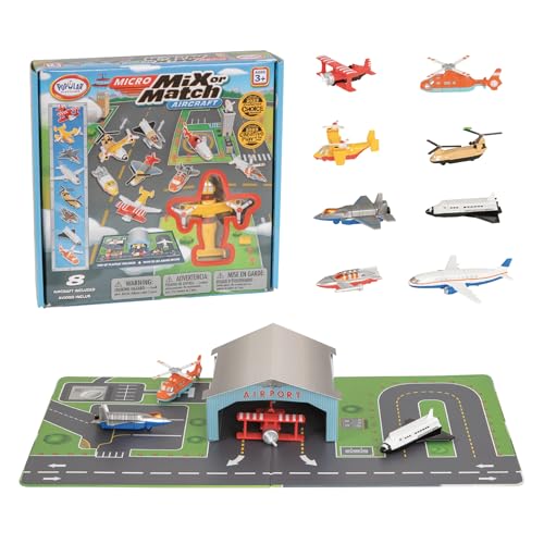 Popular Playthings Magnetic Vehicles for Toddlers 13 Mini Mix or Match Car Toys Set of 8 Gift for Kids Aircraft Airplane with Playmat - Image 1