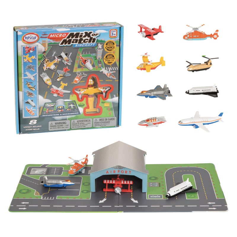 Popular Playthings Magnetic Vehicles for Toddlers 13 Mini Mix or Match Car Toys Set of 8 Gift for Kids Aircraft Airplane with Playmat - Image 3