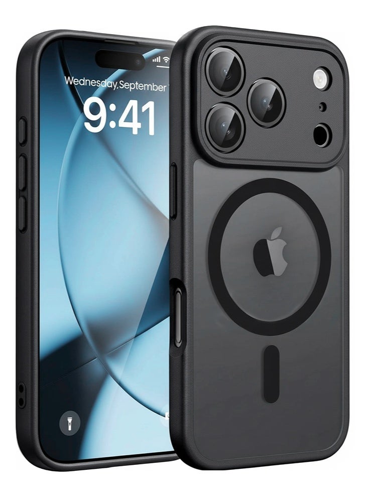 لآيفون 17 برو الحالة: المغناطيسية ماتي شفافة الصف العسكري انخفاض حالة الهاتف الوقائي |صدمة مقاومة رقيقة قوية دائمة حماية غطاء المضادة ，أسود - Image 1