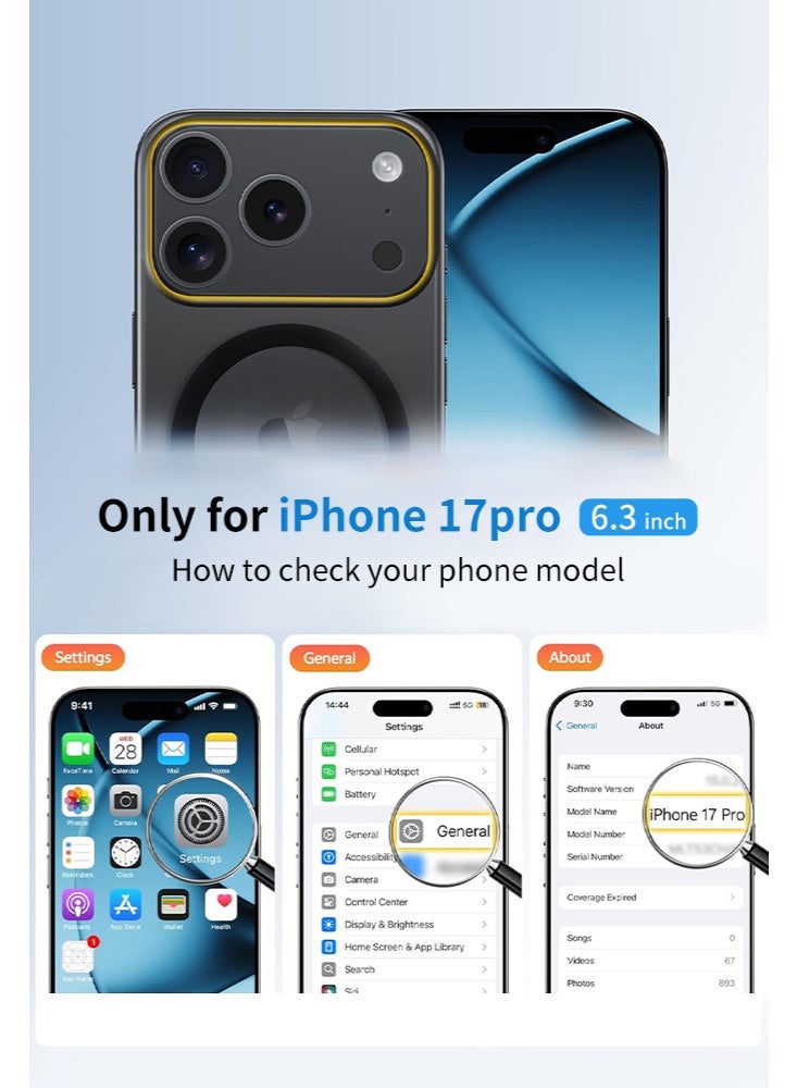 لآيفون 17 برو الحالة: المغناطيسية ماتي شفافة الصف العسكري انخفاض حالة الهاتف الوقائي |صدمة مقاومة رقيقة قوية دائمة حماية غطاء المضادة ，أسود - Image 2