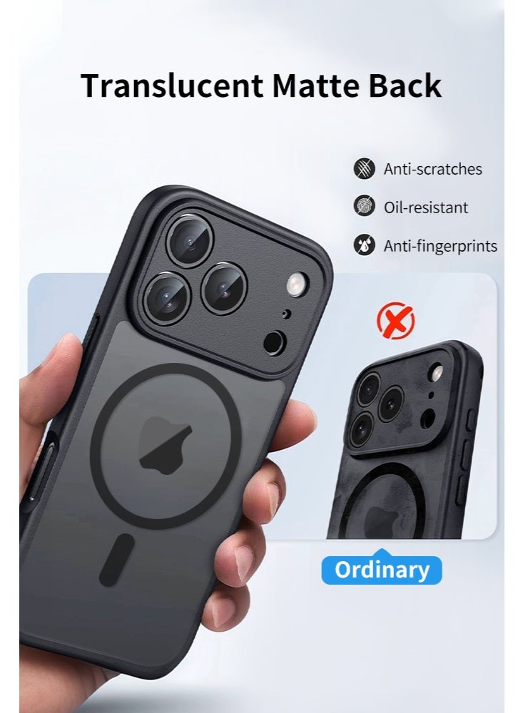 لآيفون 17 برو الحالة: المغناطيسية ماتي شفافة الصف العسكري انخفاض حالة الهاتف الوقائي |صدمة مقاومة رقيقة قوية دائمة حماية غطاء المضادة ，أسود - Image 5