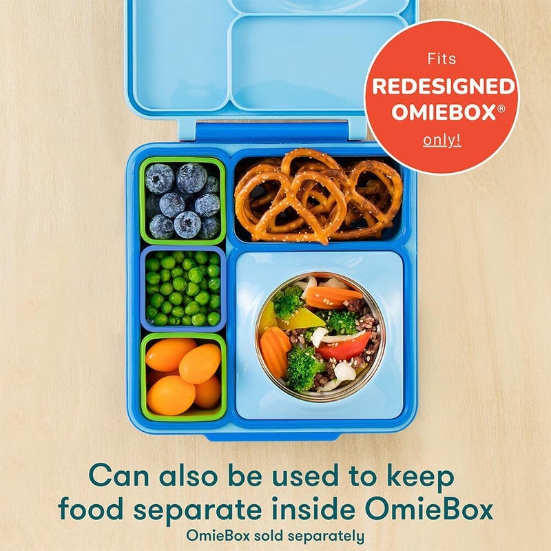 أومي OmieBox (عبوة من 2) حاويات صلصات مانعة للتسرب للوجبات الجاهزة، وعاء صلصة السلطة، وعاء التوابل مع أغطية - سيليكون آمن للطعام - 4 أونصات (أزرق بحري/أخضر) - Image 3