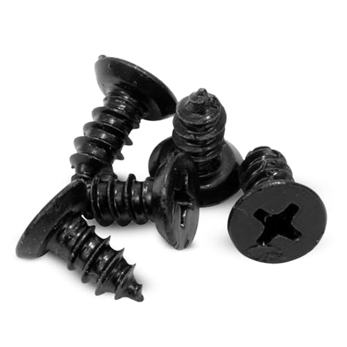 Bolt Dropper براغي بولت دروبير #8 x 3/8 بوصة سوداء، عبوة من 25 - براغي خشبية قصيرة برأس مسطح من الفولاذ المقاوم للصدأ مطلية بكسلان - مقاومة للصدأ للاستخدام في الخشب، الجدران الجافة، والمشاريع الخارجية - Image 1
