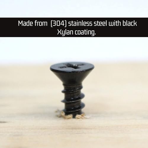 Bolt Dropper براغي بولت دروبير #8 x 3/8 بوصة سوداء، عبوة من 25 - براغي خشبية قصيرة برأس مسطح من الفولاذ المقاوم للصدأ مطلية بكسلان - مقاومة للصدأ للاستخدام في الخشب، الجدران الجافة، والمشاريع الخارجية - Image 4