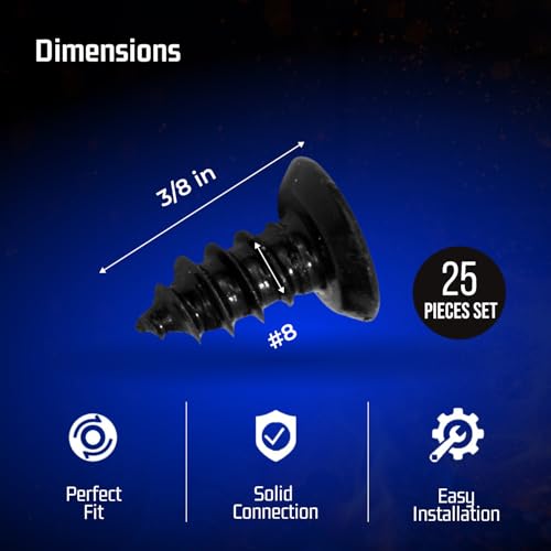 Bolt Dropper براغي بولت دروبير #8 x 3/8 بوصة سوداء، عبوة من 25 - براغي خشبية قصيرة برأس مسطح من الفولاذ المقاوم للصدأ مطلية بكسلان - مقاومة للصدأ للاستخدام في الخشب، الجدران الجافة، والمشاريع الخارجية - Image 3