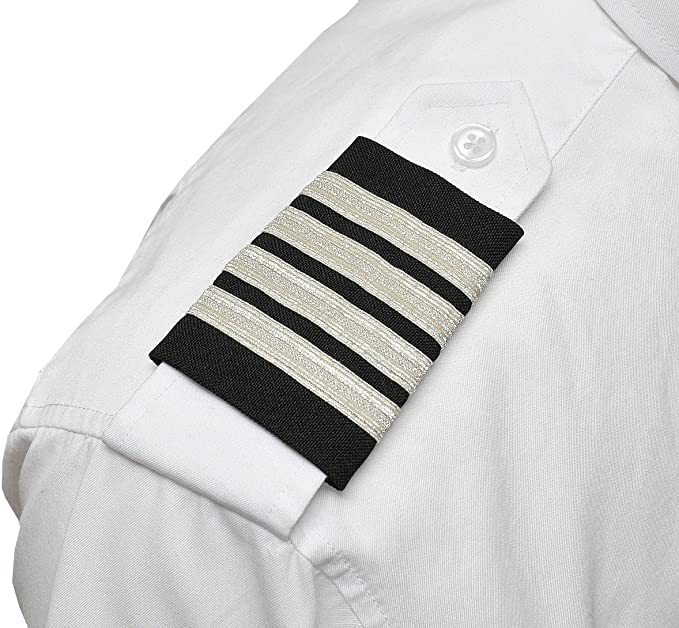Aero Phoenix Professional Pilot Uniform Epaulets - Four Bars - Captain - Silver Nylon on Dark Navy - Image 2