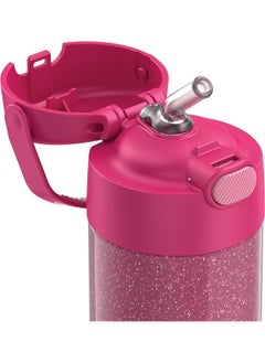 THERMOS THERMOS FUNTAINER 12 Ounce Stainless Steel Vacuum Insulated Kids Straw Bottle, Glitter Pink  - Image 2
