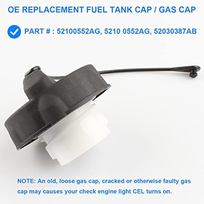 ريحني غطاء وقود Allmotorparts استبدال غطاء الوقود 52100552AG 52030387AB 52030387AA متوافق مع جيب رانجلر JK 20032018 TJ 20032006 Unlimited Rubicon Sahara Sport - Image 2