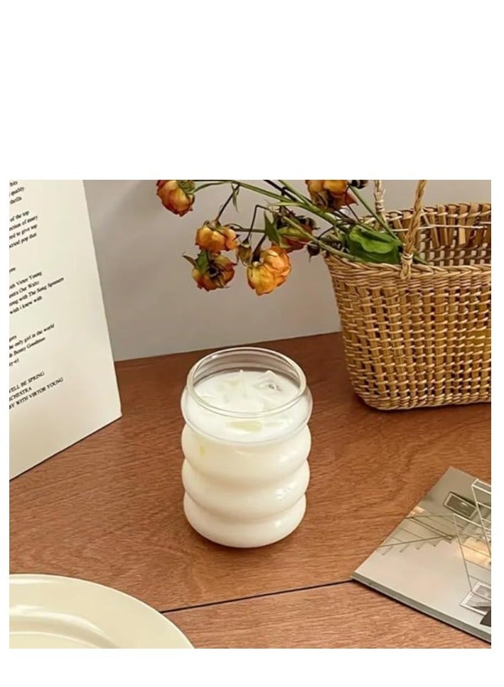 350ml Portal Glass Mug, Transparent Waterproof Herringbone Shape Cup for Coffee and Drinks 2 pcs