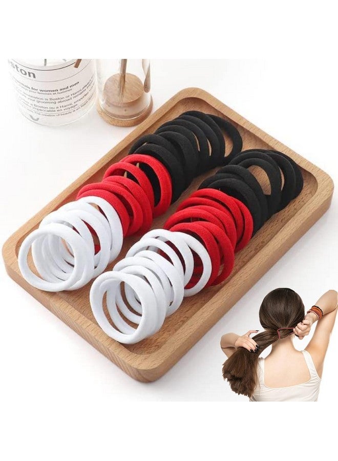 BIRDWARE Black Hair Ties for Women Girls, Seamless Thick Black Hair Band, Multi color Elastic Hair Ties No Damage Ponytail Holder (30PC Black, Red, White) - Image 1